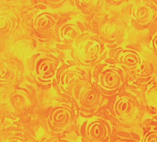 Rosen gelb orange Batik Patchworkstoff