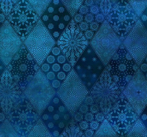 Rauten Ornamente blau Patchworkstoff