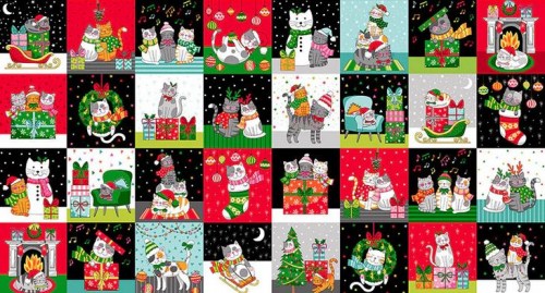 Katze Panel Weihnachten Baumwollstoff 