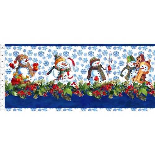 Winter Schneemann Bordüre Baumwollstoff Patchworkstoff