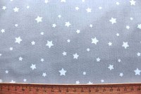 Sterne weiß auf grau Patchworkstoff