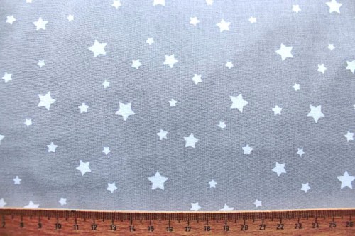 Sterne weiß auf grau Patchworkstoff