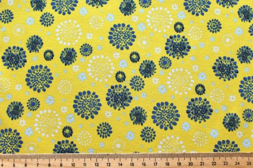 gelb blau Ornamente Jerseystoff