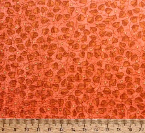 Blätter orange terracotta Patchworkstoff