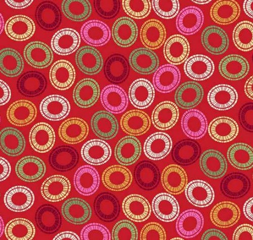 Kreise rot grün Patchworkstoff