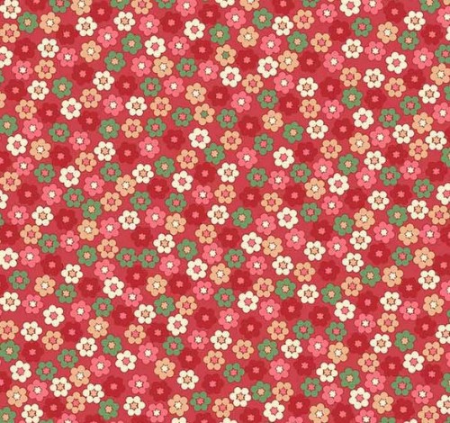 Blüten Blumen rot grün Patchworkstoff