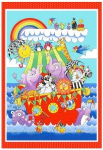 Kindermotive Tiere Noahs Arche Patchworkstoff Panel