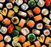 Sushi Snack Imbiss Baumwollstoff Patchworkstoff