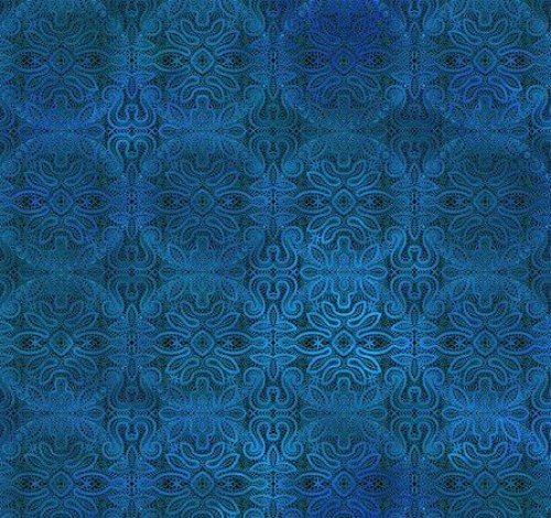 blau schwarz Ornamente Patchworkstoff