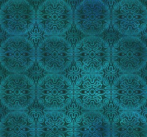Petrol Ornamente Patchworkstoff