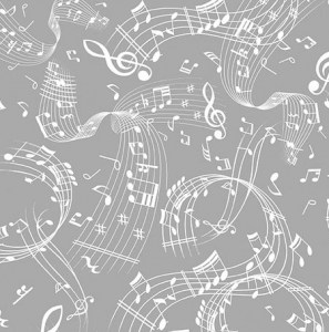 Musik Noten grau weiß Patchworkstoff