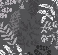 Farne silber grau schwarz Patchworkstoff