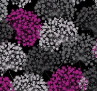 Dolden Pusteblumen pink silber schwarz Patchworkstoff