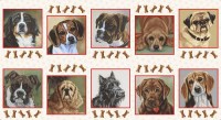 Hund Hunde Knochen Panel Baumwollstoff
