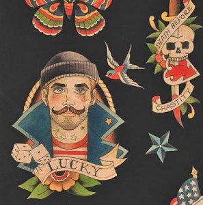 Hipster Totenköpfe Patchworkstoff