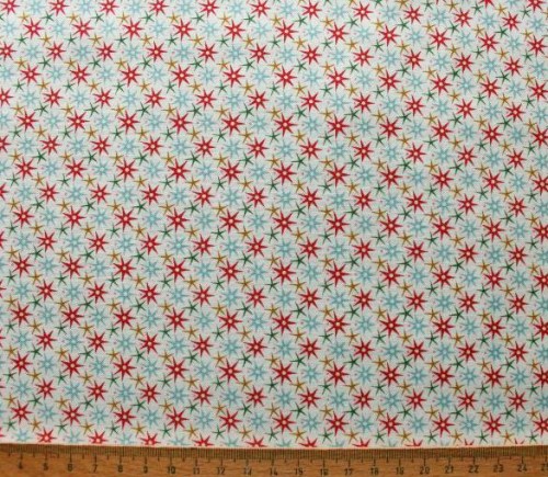 Sterne blau rot beige Weihnachtsstoff