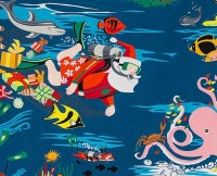 Weihnachten Tauchen Santa Baumwollstoff