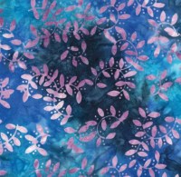 Blätter lila flieder blau Batik Patchworkstoff