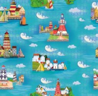 Leuchttürme Segelboot maritim Patchworkstoff