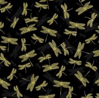 Libelle goldfarben schwarz Patchworkstoff