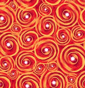 Kreise Kringel orange gelb Sterne Baumwollstoff