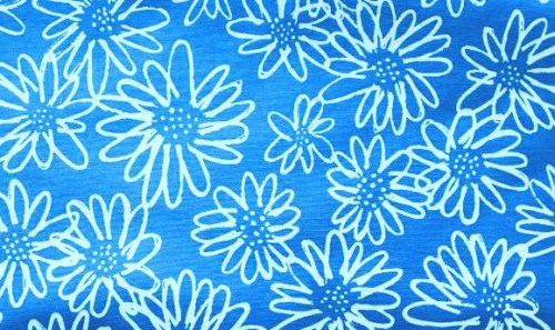 Blau weiß Blumen Patchworkstoff