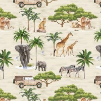 Safari Savanne Elefant Giraffe Patchworkstoff