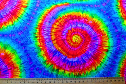 Regenbogen Batikoptik Kreise Patchworkstoff