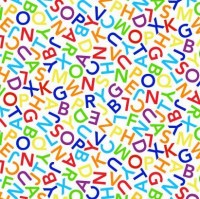 Buchstaben bunt weiß Patchworkstoff