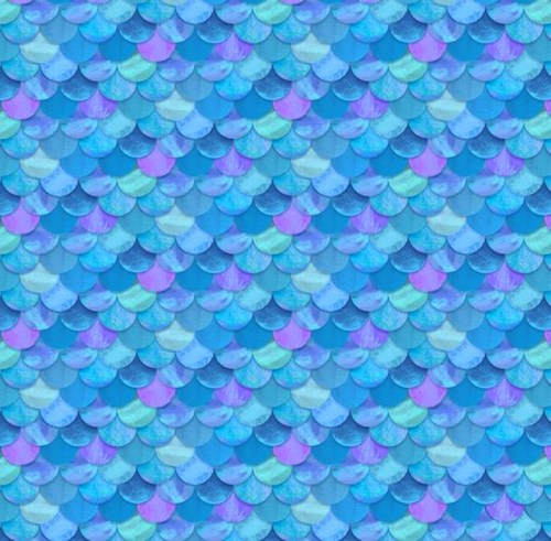 Schuppen Fische Seepferdchen blau Baumwollstoff Patchworkstoff