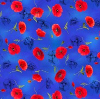 Mohn blau Patchworkstoff