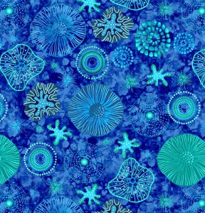 Quallen grün blau maritim Patchworkstoff