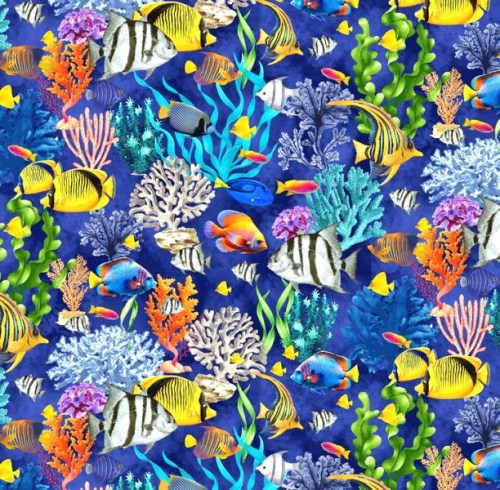 Fisch Fische unter Wasser maritim Patchworkstoff