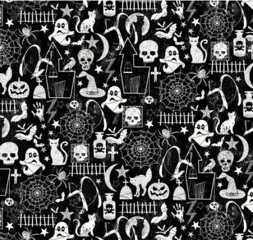 Glow in the dark Gespenster Halloween Patchworkstoff