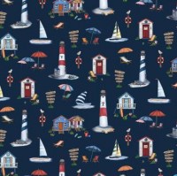 Leuchttürme Segelboot Strandhaus rot blau maritim Patchworkstoff