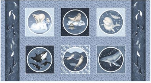 Polarwelt Robbe Eisbär Wal Panel Baumwolle