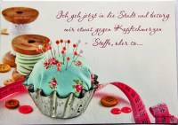 Ansichtskarte Kopfschmerzen Stoff
