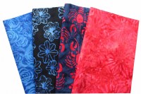 Batik blau rot Patchworkstoff Stoffpaket