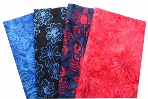 Batik blau rot Patchworkstoff Stoffpaket