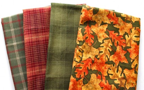 Flanell Herbst Blätter grün rot Patchworkstoff Stoffpaket