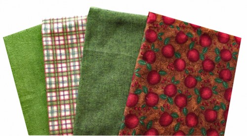 Flanell Herbst Apfel grün rot Patchworkstoff Stoffpaket