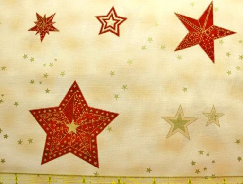 Sterne gold rot Baumwollstoff Weihnachten