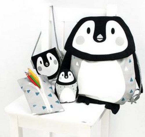 Pinguin Rucksack Brustbeutel Patchworkstoff