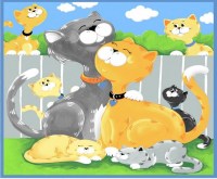 Katze Katze Kinderstoff  Patchworkstoff Panel