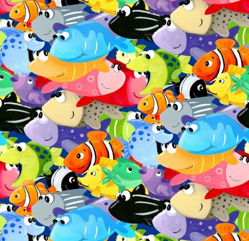 Unter Wasser Fisch Kinderstoff Patchworkstoff Panel