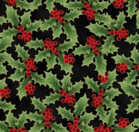 Ilex schwarz gold grün Weihnachten Patchworkstoff Baumwollstoff