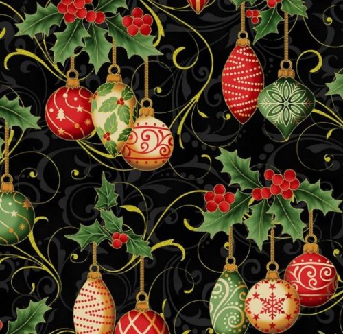 Christbaum gold schwarz Weihnachten Patchworkstoff Baumwollstoff