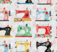 Nähmaschinen grau Nähen Patchworkstoff