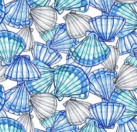 Muscheln blau maritim Patchworkstoff