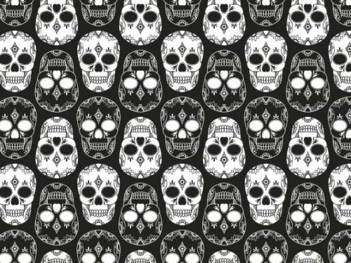 Skull Totenköpfe in Reihe Patchworkstoff